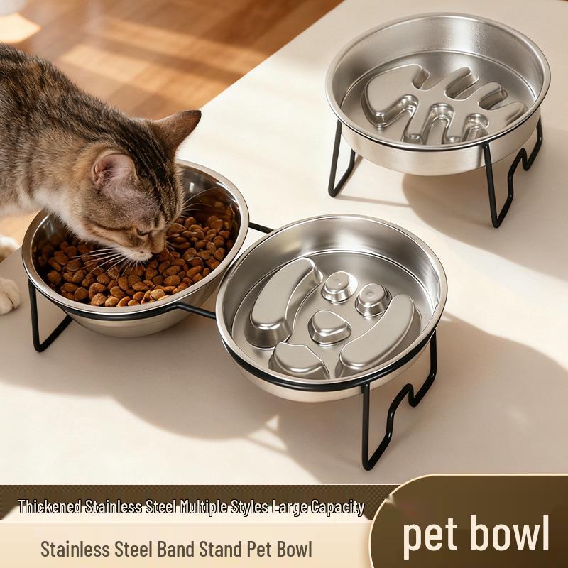 Non-Slip Stainless Steel Slow Feeder Bowl for Small to Medium Dogs and Cats