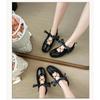 Ballet Sle Square Head Mary Jane Oes Women's Increased Height Sweet Sister Ribbon Knot Casual