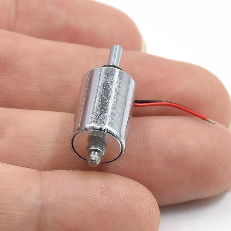 1 stk DIY Fingeravtrykkslås DC 7.4V 9V 12V Mini Rund 10mm Sylinder Suge Skyv-Trekk Type Lineær Solenoid Elektromagnet