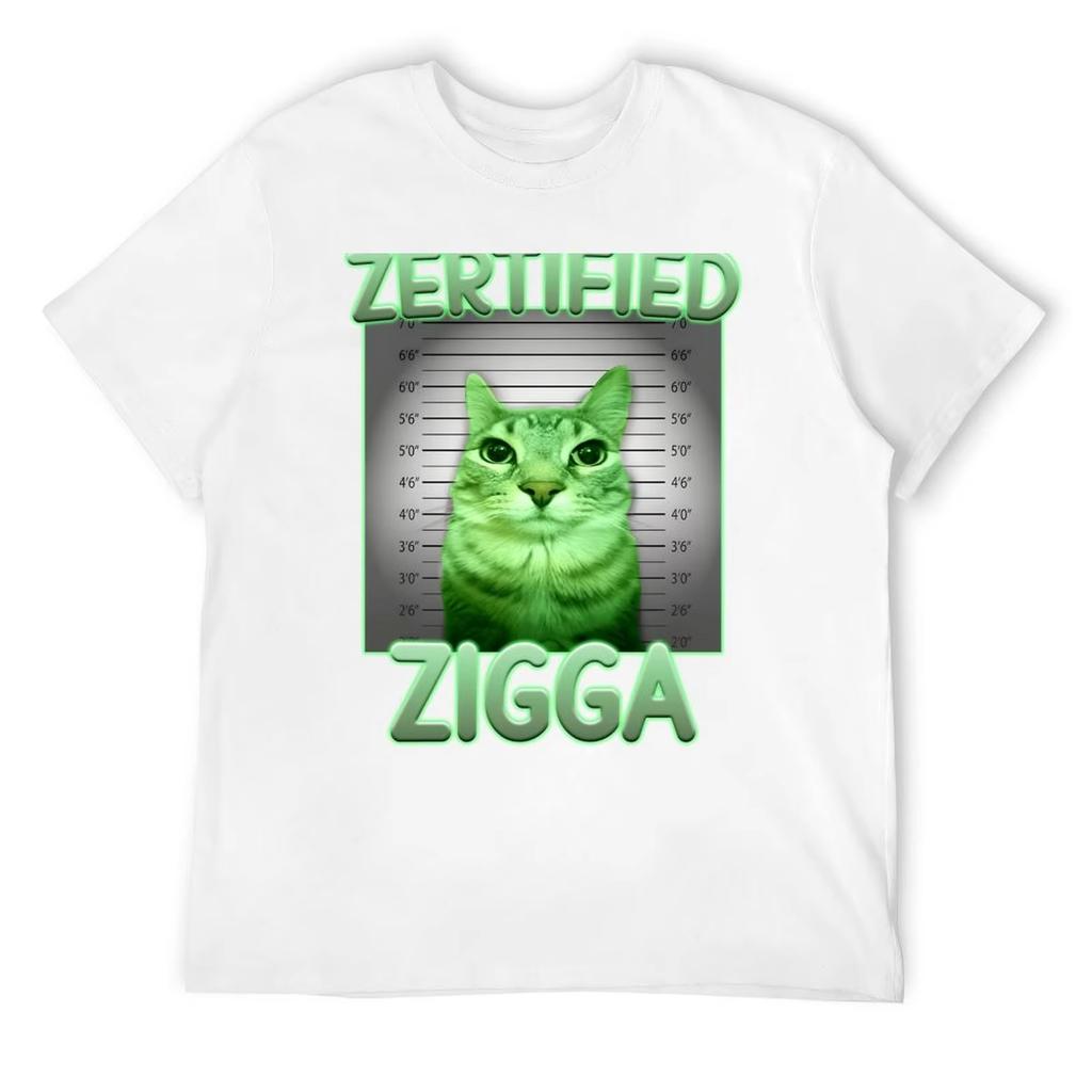 Funny Alien Brainrot Cat Meme Gift T-Shirt Summer Cotton Men's Women Top Tee Short Sleeve Clothing Streetwear Loose Casual Trend