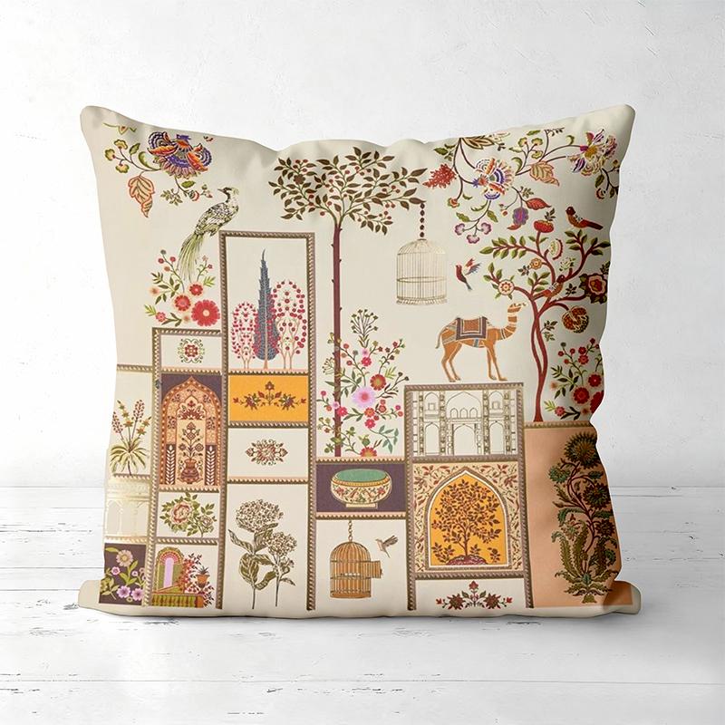 Indian Style Cushion Covers With Palace And Women Patterns Polyester pillowcase, sofa decorative cushion cov Headboard Pillow
