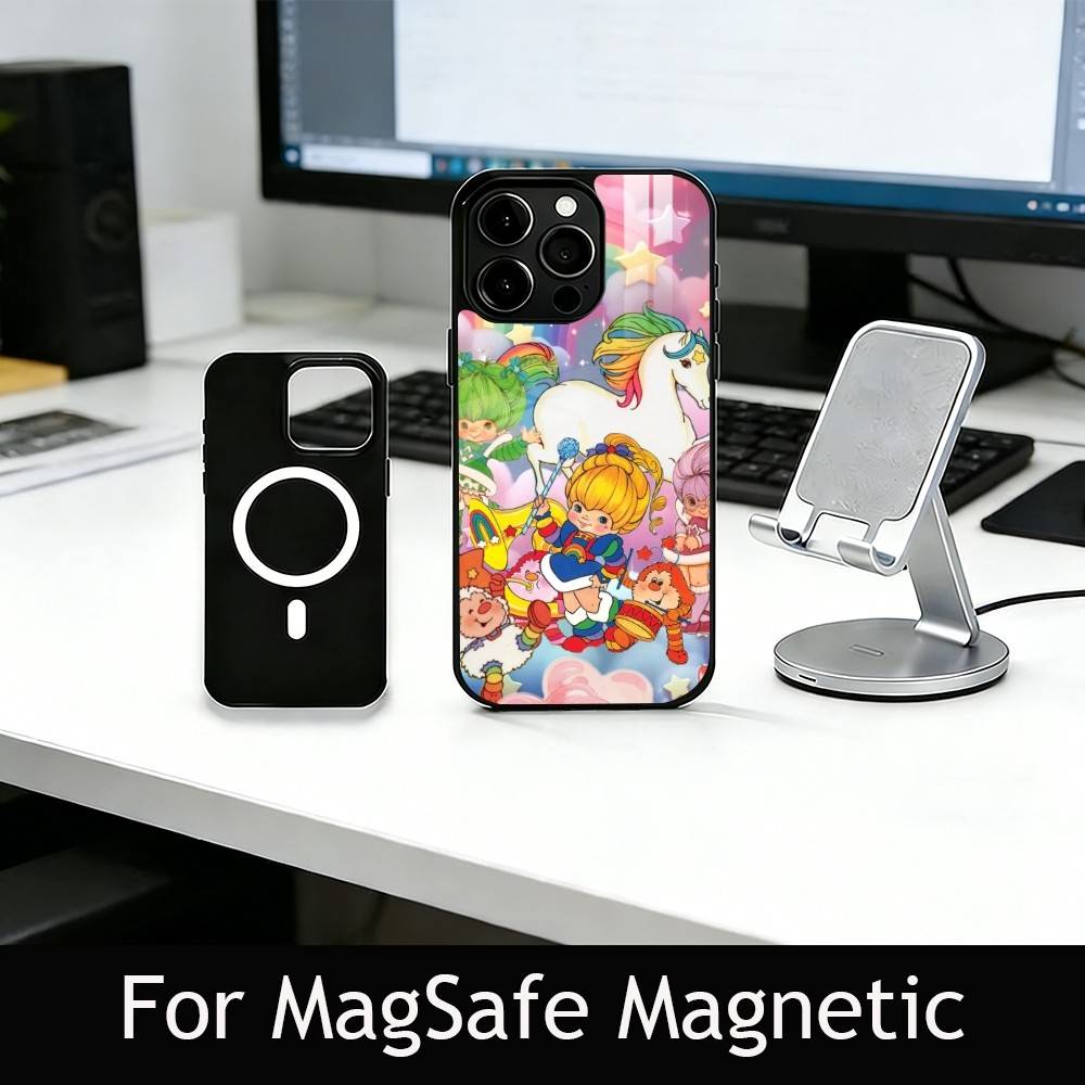 Cute Retro Rainbow Pony Phone Case For iPhone17,16,15,14,13,12,11 Plus,Pro Magnetic For Magsafe Wireless Charging