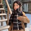 Korean plaid scarf women's autumn and winter new retro thickened warm atmosphere plaid knitted scarf student tide