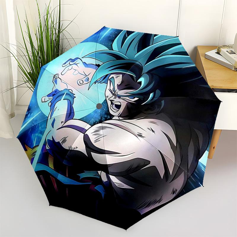1pc Dragon Ball Z Vegeta Super Saiyan Blue Automatic Folding Umbrella Portable 3-Fold Design, 8-Bone Frame Outdoor Umbrella, Perfect Gift for Fans, Tr