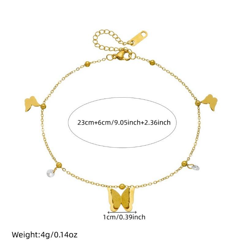 Gold Double Layer Butterfly Charm Bracelet