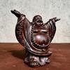Ebony Maitreya Statue: Solid Wood Carving Welcoming Guests, Embracing Wealth with a Big Belly Laugh