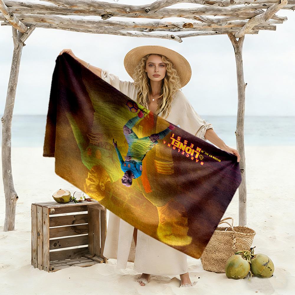 Abstract Colorful Portrait Beach Towel Super Soft & Absorbent Comfortable Lightweight
