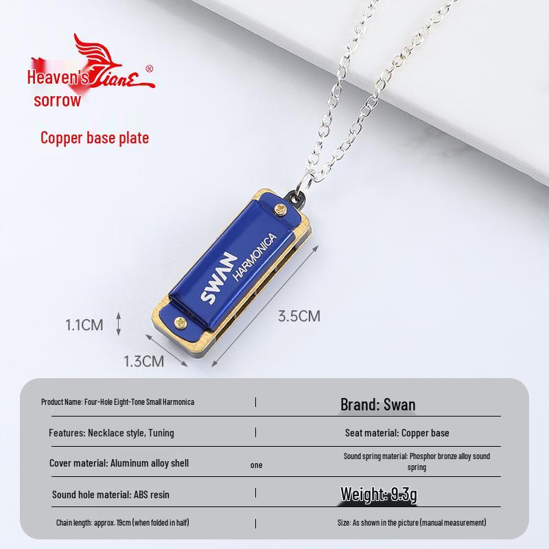 Collar de Armónica Swan Cross de 4 Agujeros: Mini Instrumento de Viento para Niños y Principiantes