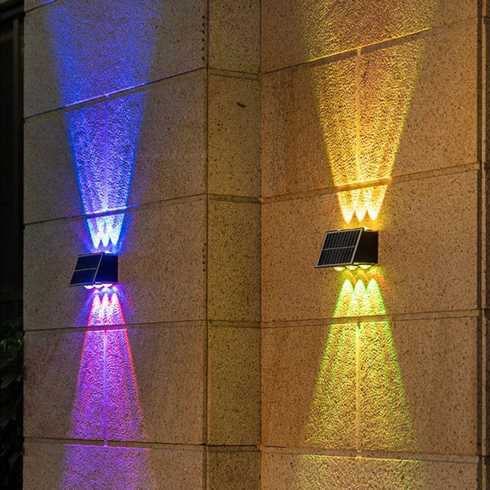 Warm/White/RGB Lights Solar Wall Lamp IP65 Waterproof Automatic Outdoor Lighting  Courtyard