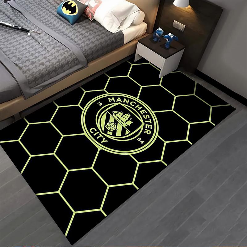 Football Themed Rug with Manchester City Logo Suitable for use as an anti-slip game mat for living room and bedroom sofas