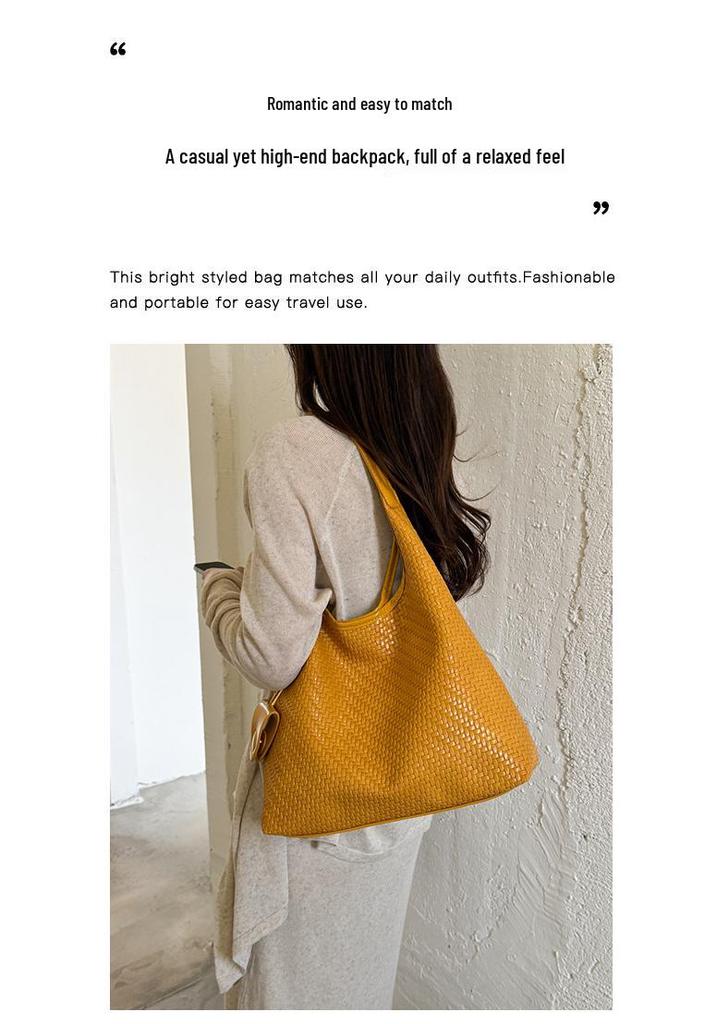 Women's 2026 Summer Large-Capacity Woven Bucket Bag - Trendy Crossbody Tote with Single-Shoulder Option for Mother and Child.