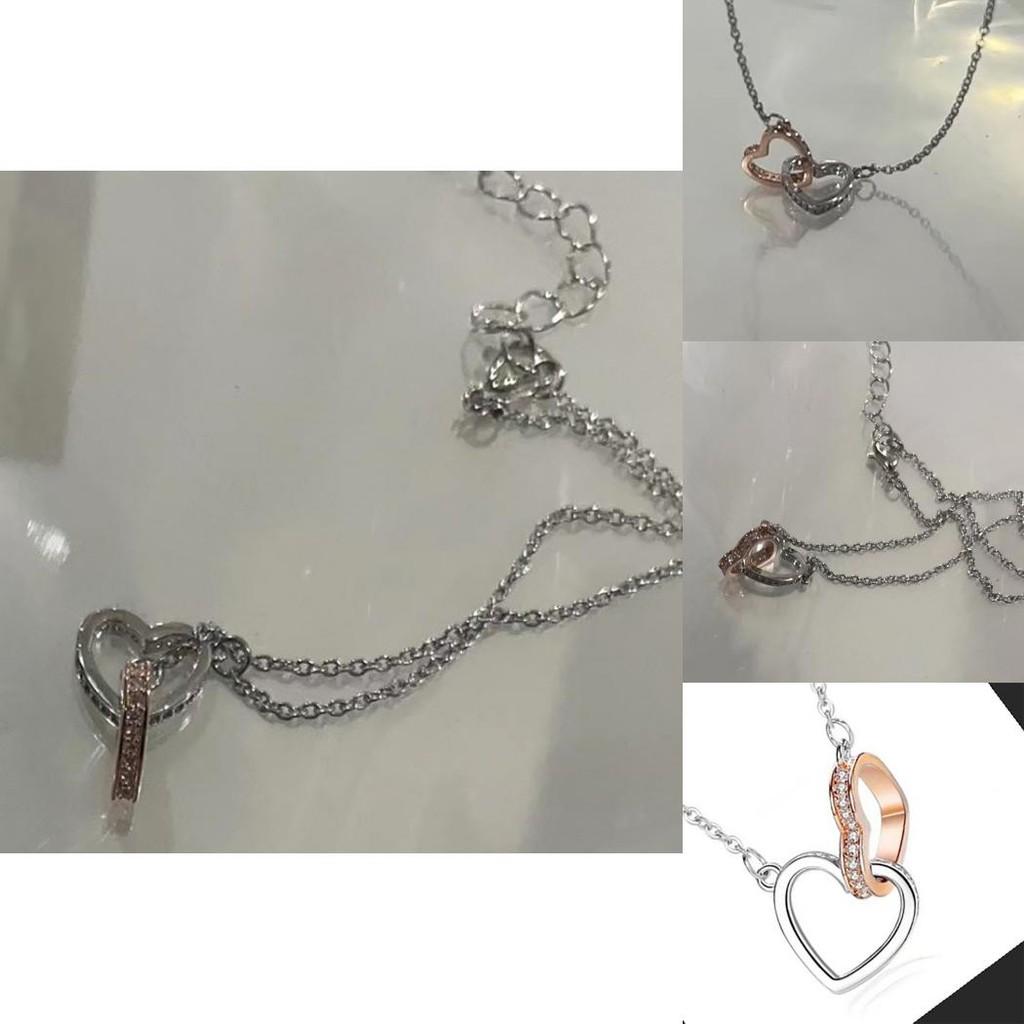 Stunning Dual Heart Rose Gold Necklace With Geometric Design For Womens Fashion