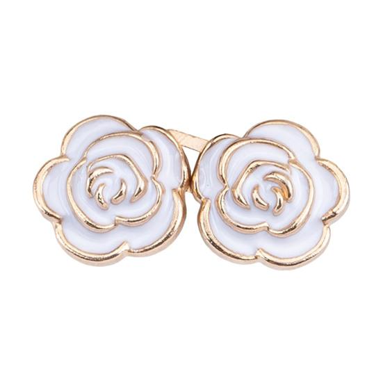 1 Pair Rose Waist Tightener Pins, No-sew Pants Waist Tighteners, Detachable Metal Flower Waist Pins for for Jeans Skirts