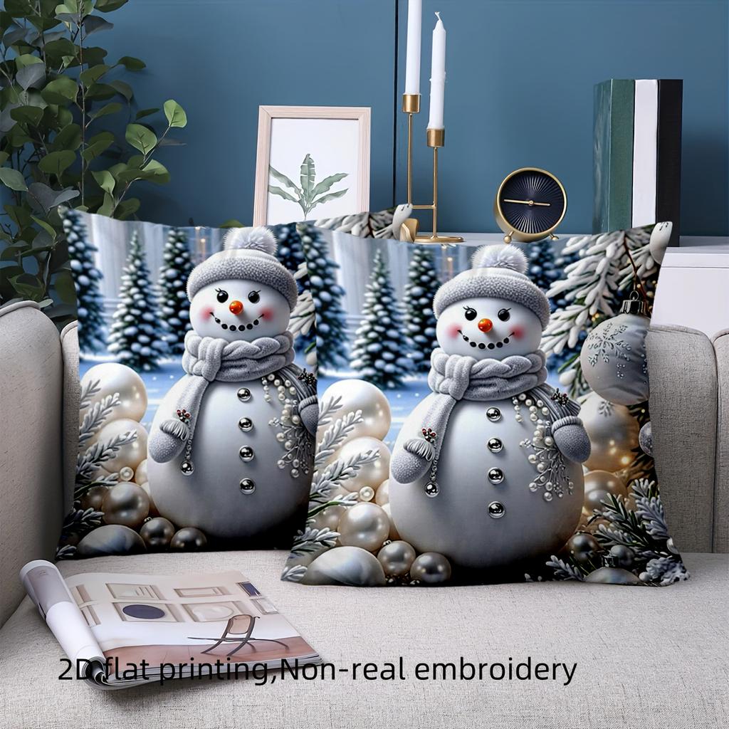 Christmas Snowman Pillow 2D Flat Printed Decorative Polyester pillowcase, sofa decorative cushion cov Headboard Pillow