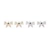 925 Sterling Silver Vintage Bowknot Dazzling Clear CZ Stud Earrings For Women Retro Fine Jewelry Accessories
