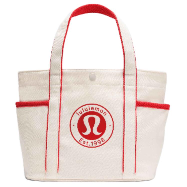 

Lululemon Daily 6.5L Color Block Logo Tote Bag Women Tote Bags Cream Red LU9BXWS-072120 Ecru & Red