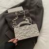 Luxury Gold Women Party Evening Bag for Women Metal Handle Clutch Handbag Purse Chain Shoulder Crossbody Mini Box Bags