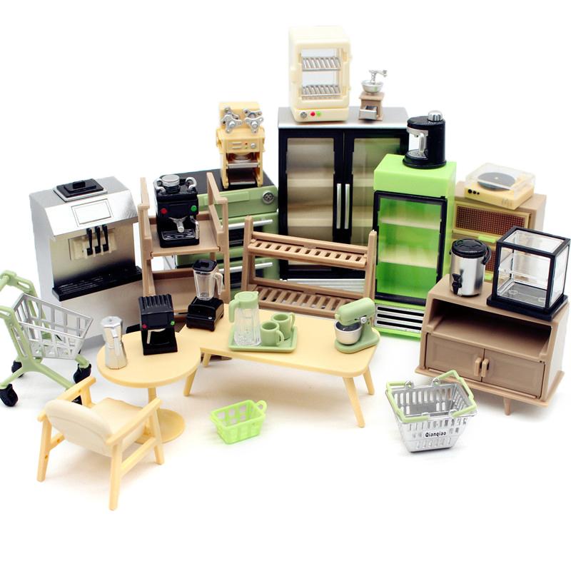 Dollhouse Grid Space Mini Hand Shake Bean Grinder Micro Scene Model Family Toys Doll Girl Gift Dollhouse Furniture Accessories