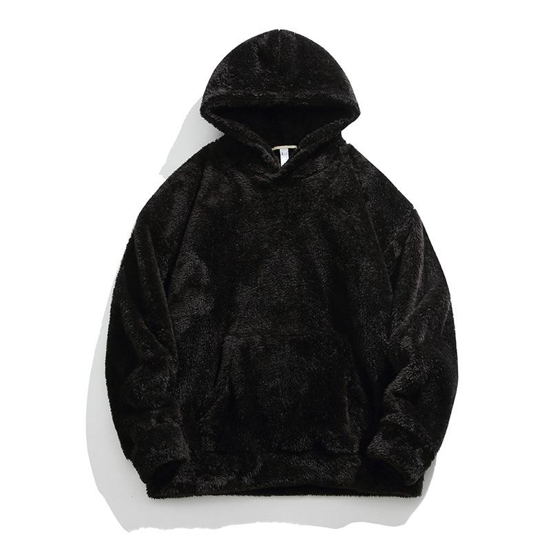 Autumn Winter Vintage Solid Color Fleece Warm Hooded Men's Jacket for Both Men, Lazy and Loose Warm Casual Hoodie