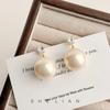 French retro diamond-encrusted pearl pendant earrings, high-end sense, simple temperament earrings, light luxury and gentle niche earrings for women