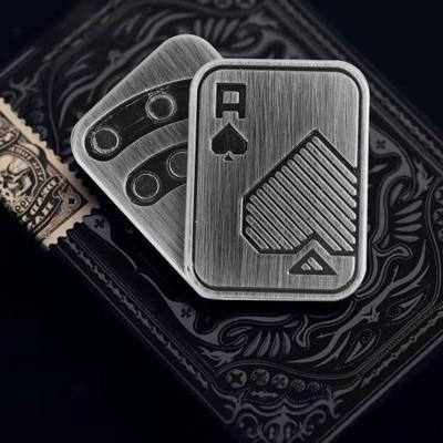 Yousheng Fidget Slider Toy Double Row Magnetic Guide Rail Novelty Pattern Push Type Anti-Anxiety Rectangular Stress Relief Gifts Metal Poker Push Card