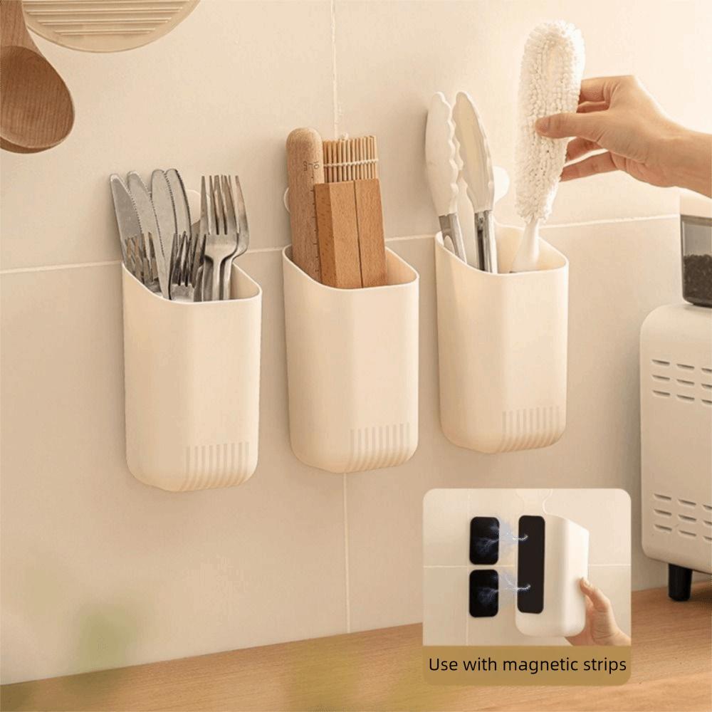 Punch-free Magnetic Storage Box Plastic Wall-mounted Storage Box Drinking Straws Dispenser  Cabinet