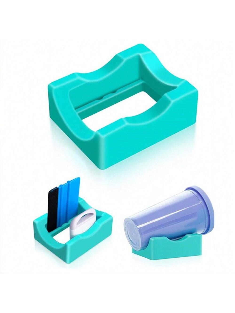 

1 шт. Силиконовая подставка для стаканов с встроенным пазом, Виниловые наклейки для стаканов, Маленькая подставка для стаканов синий