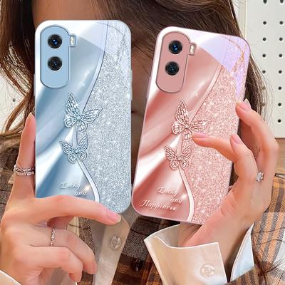 Goldener Schmetterling Für Honor 200 90 8X 9X Pro Lite P50 P40 Nova 10 11i P60 Magic4 6 Mate 20 50 Gehärtetes Glas Handyhülle