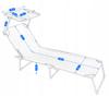 Foldable Garden Lounge With Roof Grey Steel Beach Chair Sun Chair