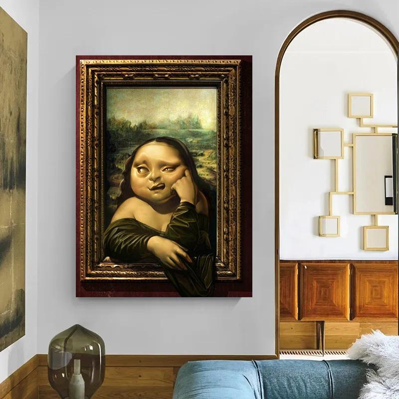 Edvard Munch Skriet Och Mona Lisa Rolig Tecknad Konstverk Poster Canvastavla Abstrakt Väggkonst Bilder Heminredning