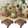 Wooden Plant Stand with Wheels 40 Kg Load Capacity Rolling Plant Caddy Multipurpose Flowerpot Stand with 360° Lockable Casters