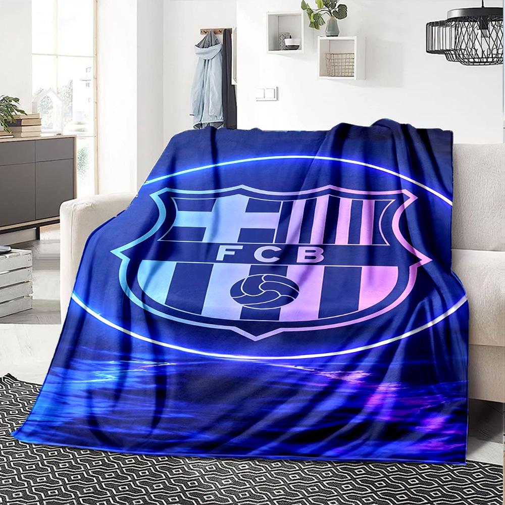 1pc FC Barcelona Soft Warm Throw Blanket Nap Blanket For Couch Sofa Office Bed Camping Travel,Comfortable