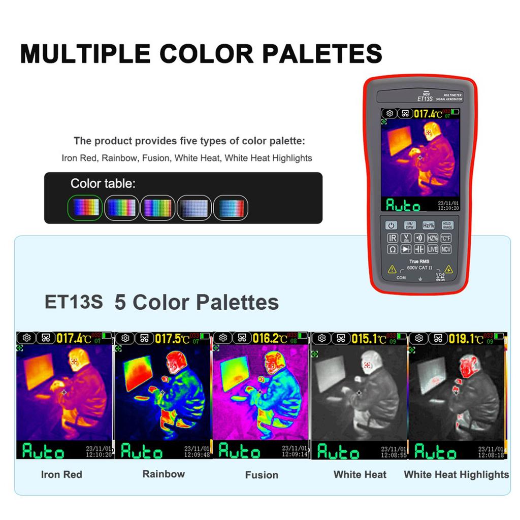 Thermal Imager with Multimeter Function Infrared Camera 192x192 Resolution 2.8 Inch LCD Screen 9999 Counts Voltage