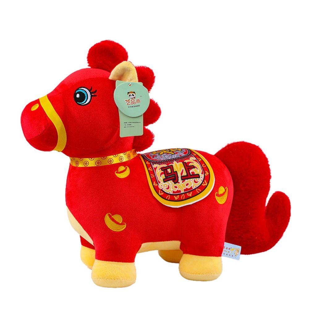 Soft Horse Stuffed Toys Red Pony Plush Doll Funny Chinese Zodiac Horse  Home Decor