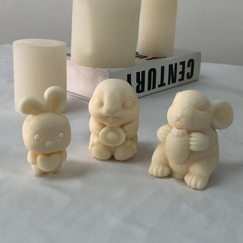 Easters-Rabbit Molds Rabbits Silicones Candle Molds Cute 3d-Rabbit Molds Resins Soap Molds Candle Scented-Making Supply