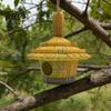 Decorative Bird Hut for Trees Thatched House, Resin Weatherproof Sun Resistant Nesting Box Hanging Shelter Outdoor Garden Backyard Decor House