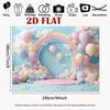 1 Piece 2D Flat Background Cloth, Blue-pink Balloon Rainbow Arch Background Banner, Home Decoration Photo Props