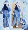 Lilikakoi Shark Flannel Cute Animal Long Fluffy with Bear and Loose and Fun Loungewear for and Blue Women's Pajamas, Design, Sleeves, Hooded, Ears,
