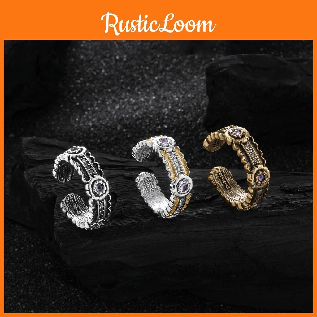 Korean Elegant Vintage Style Adjustable Open Copper Ring With Sparkling Zirconia For Women