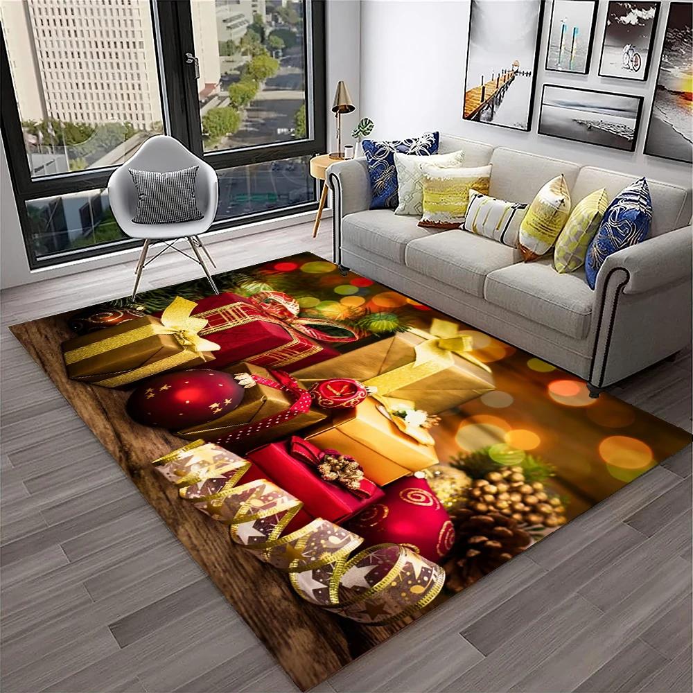 Alfombra con diseño de Papá Noel y árbol de Navidad para niños, regalo para el hogar, sala de estar, dormitorio, sofá, decoración, alfombrilla antideslizante