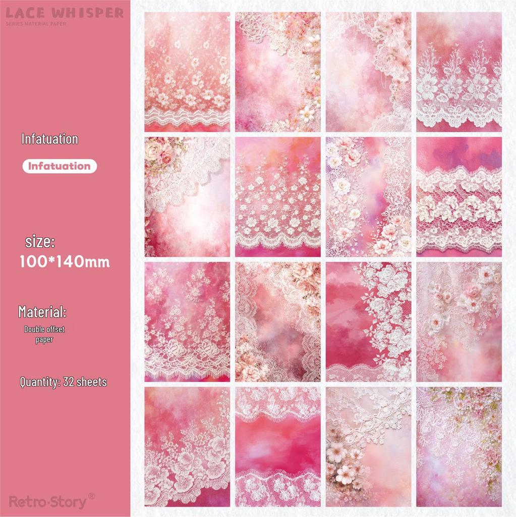Select Retro Story Lace Whisper Paper - 32 Sheets of Fresh Style Material