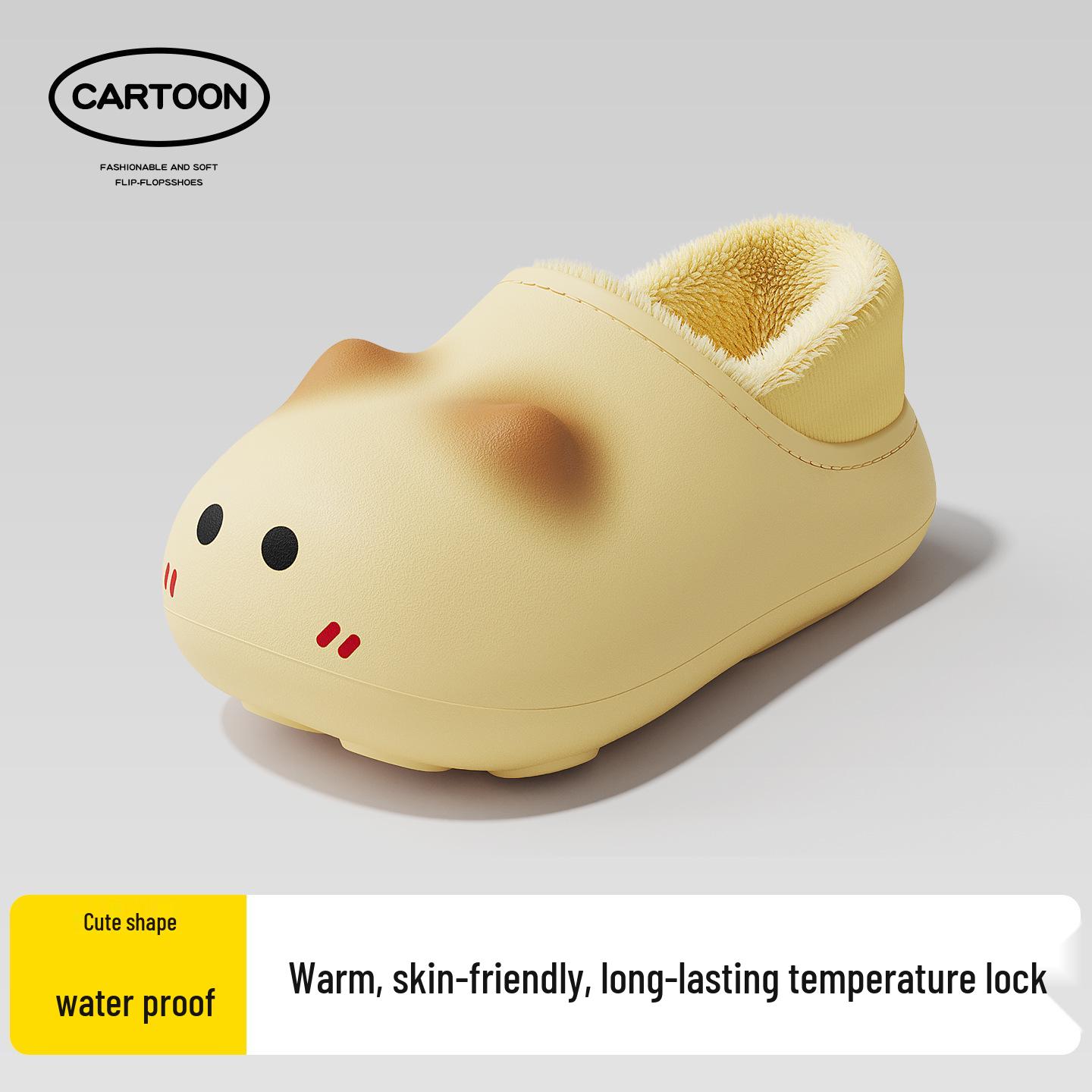 

Водонепроницаемые нескользящие хлопковые тапочки-котята для девочек 2025 года с плюшевой подошвой, милый мультяшный дизайн, без задника, стиль родитель-ребенок . 30-31