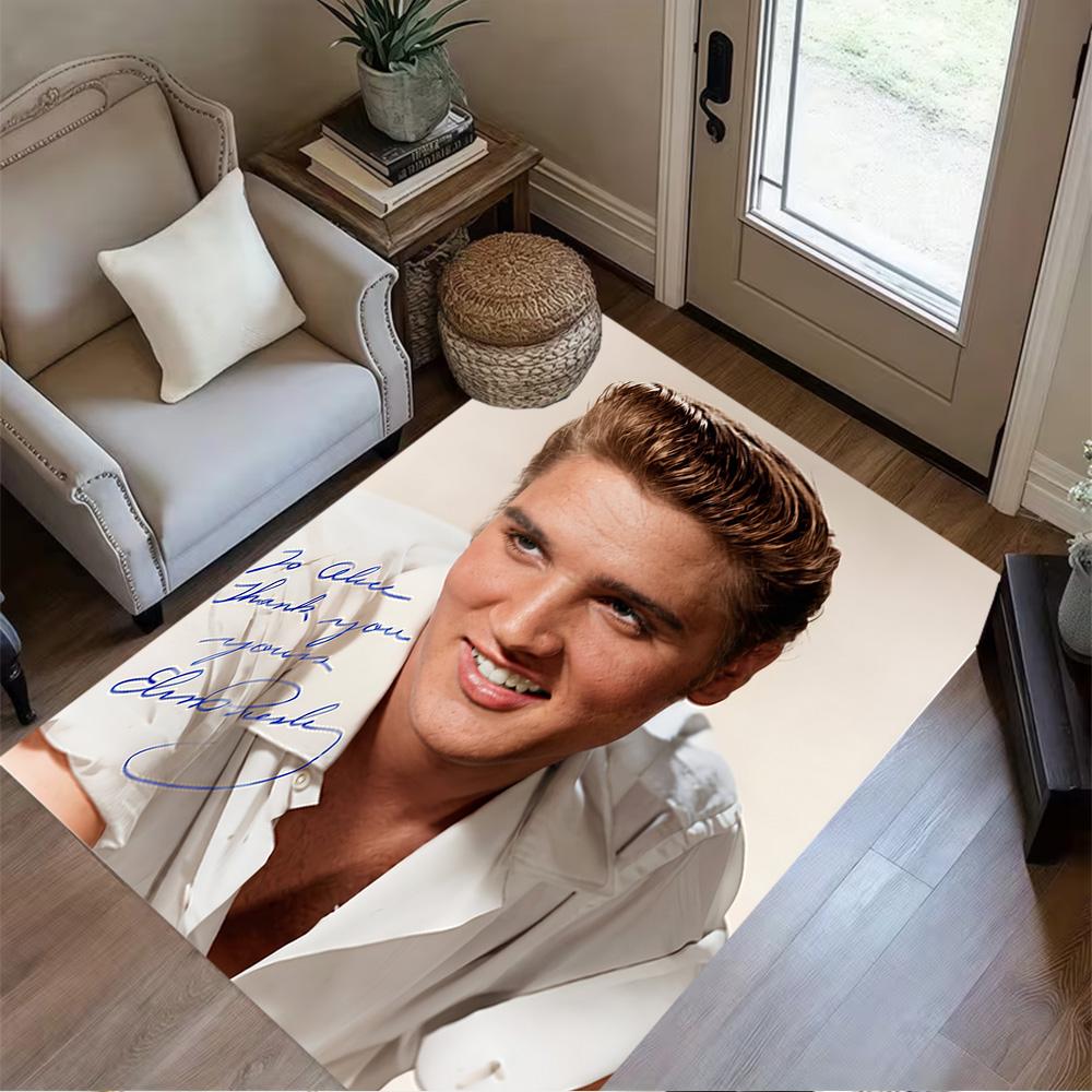 Tapis de sol Iconique d'Elvis Presley Parfait pour Bureau Salles de jeux Salle à manger Entrée Tapis Antidérapant Décor de Bureau Anime Cadeau de Fête de Mariage