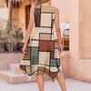 Damen Freizeitkleid für den Sommer, Tankkleid, lockeres Strandkleid mit Taschen, ausgestelltes Midi-Sommerkleid