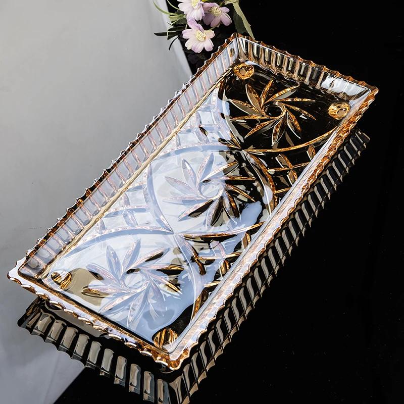 Фруктовница из хрустального стекла, большой толстый поднос, стеклянная фруктовница для гостиной, десертная тарелка для закусок, украшение стола