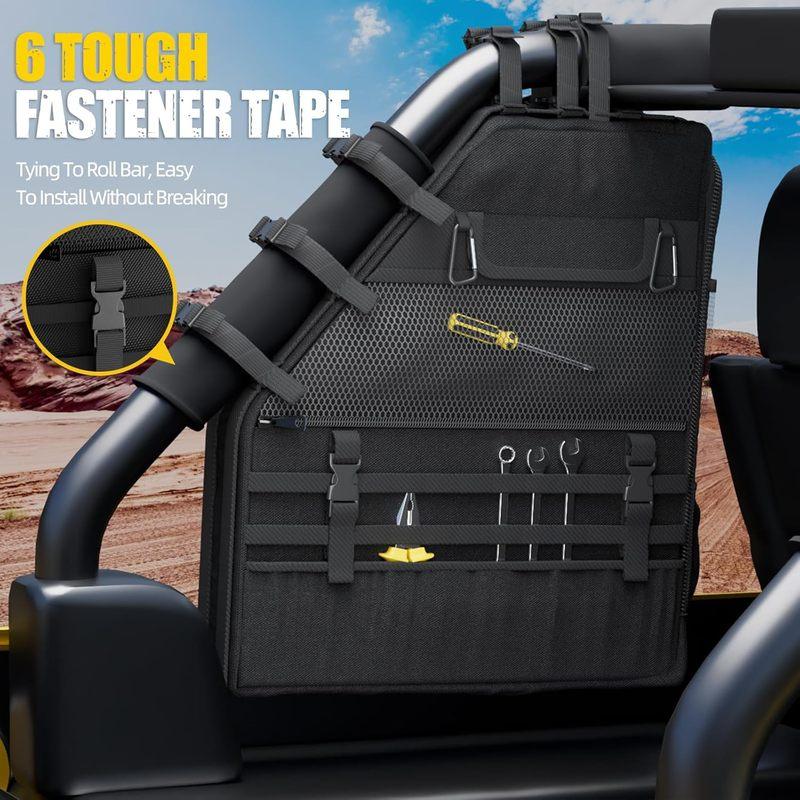 MIKKUPPA Roll Bar Storage Bag -Compatible with 1997-2023 Jeep Wrangler JK TJ LJ & Unlimited JL 4-Door-Saddle Bag Cargo Organizer
