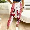 Sommer Damen Retro Print Jogginghose Lockerer Schnitt Kordelzug Jogger Elastischer Bund Tägliche Freizeit Hose