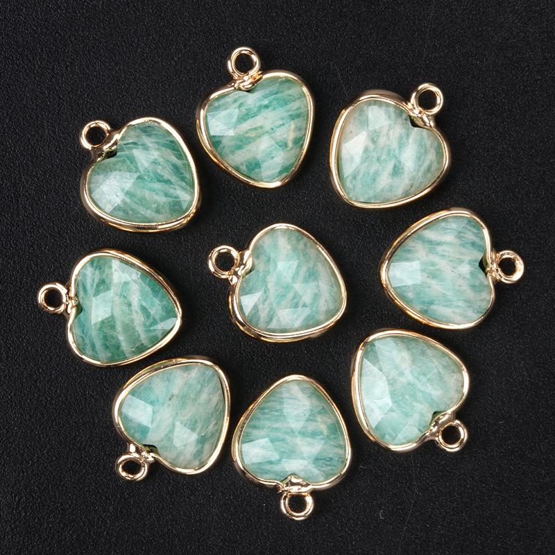 11mm Heart Cut Semi-Precious Stone Bread Edge Pendant for DIY Jewelry
