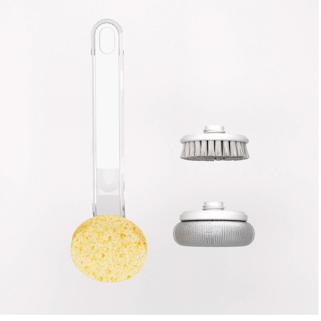 Kitchen Dish Brushes 3 in 1   Handle Pot Pan Sponge Scrubber Brush Cleaning Tool Set