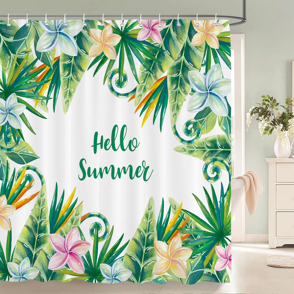 Tropical Green Plant Shower Curtain Leaves Printed Washable Bath Curtain Waterproof Polyester Fabric Bathroom Curtains